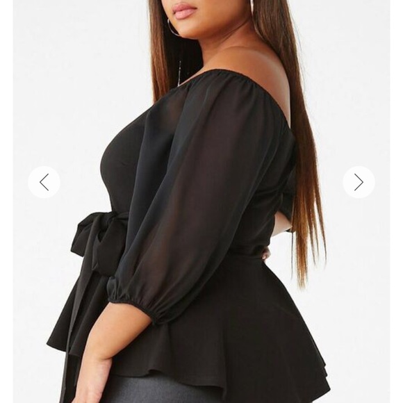 Plus Size Chiffon Self-Tie Top - Picture 2 of 3